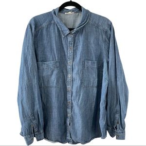 EILEEN FISHER Women's Plus Denim Style Button Down 2X